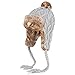 OMECHY Womens Knit Peruvian Beanie Hat Winter Warm Wool Crochet Tassel Peru Ski Hat Cap with Earflap Pom Grey