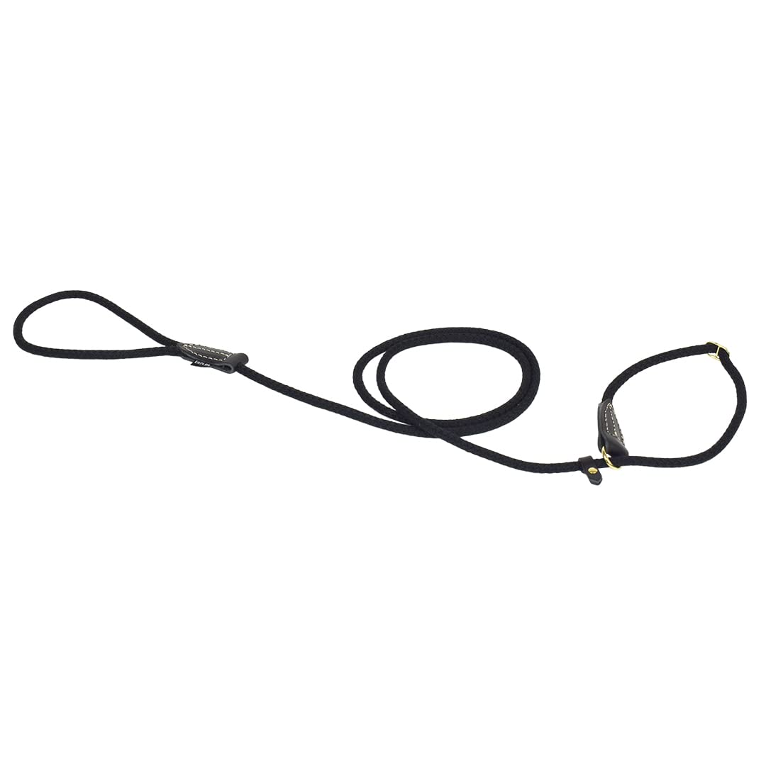 duvoplus, EXPLOR Forest Range Training Lead Made of Strong and Flexible Nylon with Leather Finish for Dogs, Size 170 cm/8 mm, Black, Ideal for Walking and Adventurous Expeditions