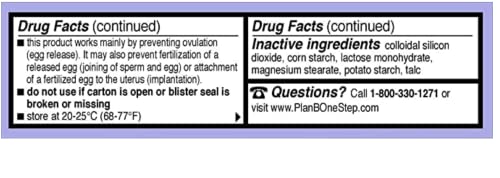 PLAN B ONE-STEP EMERGENCY CONTRACEPTIVE, 1.5 MG (1 TABLET)