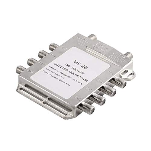 Dofranmigo Portable 2x8 JS-MS28 Satellite Signal Multiswitch 950-2150MHz LNB Voltage Selected Switch Low Loss LNB Receiver Multiswitch