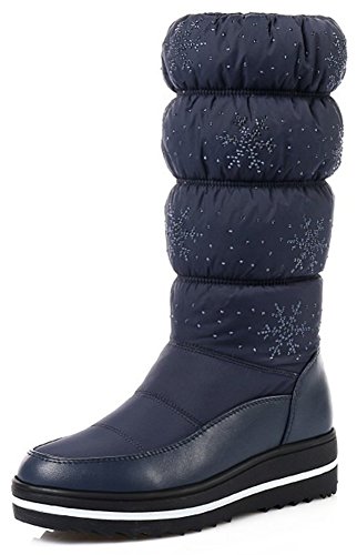 Aisun Women's Warm Thick Sole Faux Fur Lined Round Toe Pull On Winter Down Booties Platform Flat Mid Calf Snow Boots (Navy Blue, 8.5 B(M) US) Aisun Women's Warm Thick Sole Faux Fur Lined Round Toe Pull On Winter Down Booties Platform Flat Mid Calf Snow Boots (Navy Blue, 8.5 B(M) US)