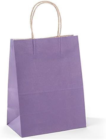 Purple Paper Bags 8x4.75x10.5" Kraft Paper Shopping Gift Merchandise Carry Retail Bags with Handle, Pack of 50
