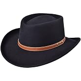 Bigalli Gambler Hat Wool Felt, Cowboy Fedora for Men Women. | Wide Brim Sun Protection, Leather Hat Band, Rugged &amp; Durable, Water resistant, UV Certified, Crushable.