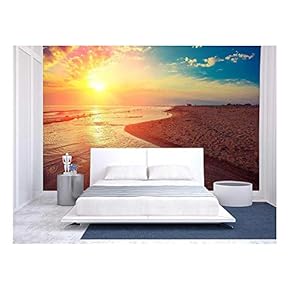 Sunrise Over Sea - Removable Wall Mural | Self-Adhesive Large Wallpaper - 66x96 inches