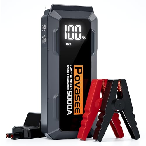 5000A Jump Starter Povasee A40 Car BatteryJump Starter, 12V Jump Box for