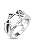 Stainless Steel Hollow Star of David Wide Cast Ring, Width 17MM - Crazy2Shop