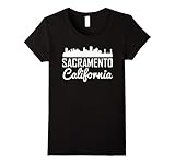 Womens Sacramento California Skyline T-Shirt Medium Black