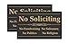 No Soliciting Sign - 2 Pack - 4 x 2.5 inches - Self Adhesive Stickers for Indoor & Outdoor Use, Waterproof - No Fundraising, Salesmen, Politics, Religion