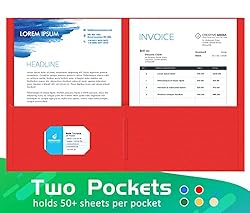 Two Pocket Folder, HERKKA 125 Pack 2 Pocket Folders