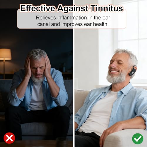 Mango Moon 8-Minute Tinnitus Relief Device,Red Light Therapy for Ears,Promotes Blood Circulation 850 nm Portable Infrared Headphones,Tinnitus Relief and Ear Canal Inflammation Relief