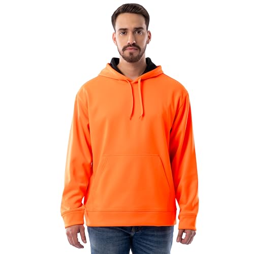 Realtree Men's Performance Hooded Fleece Sweatshirt, Bright Orange, Large
