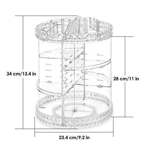 alvorog Makeup Organizer 360 Degree Rotating Cosmetic Storage Case DIY Makeup Carousel Spinning Holder with Adjustable Shelves Large Capacity for Jewelry, Makeup Brushes and Lipsticks (Small)