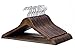 JS HANGER Wooden Coat Hangers, 20 Pack High Grade Wood Suit Hangers with Non Slip Pant Bar - Extra Smooth and Splinter Free Retro Finish