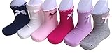 CHUNG Toddler Girls Princess Cotton Crew Socks Pack of 6 Bowknot Lace Ruffles