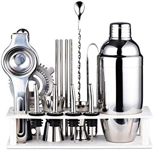 New カクテルシェーカーバーツールセット 21ピース プロフェッショナルステンレスカクテルシェーカーセット 550ml すべてのバーアクセサリーとカクテルストレーナーと