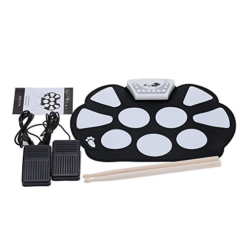 Coondmart Portable Electronic Roll up Drum Pad Kit Silicon Foldable with Stick Children's gifts, Beginner