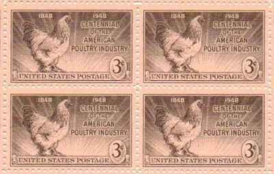 American Poultry Industry Set of 4 x 3 Cent US Postage Stamps NEW Scot 968