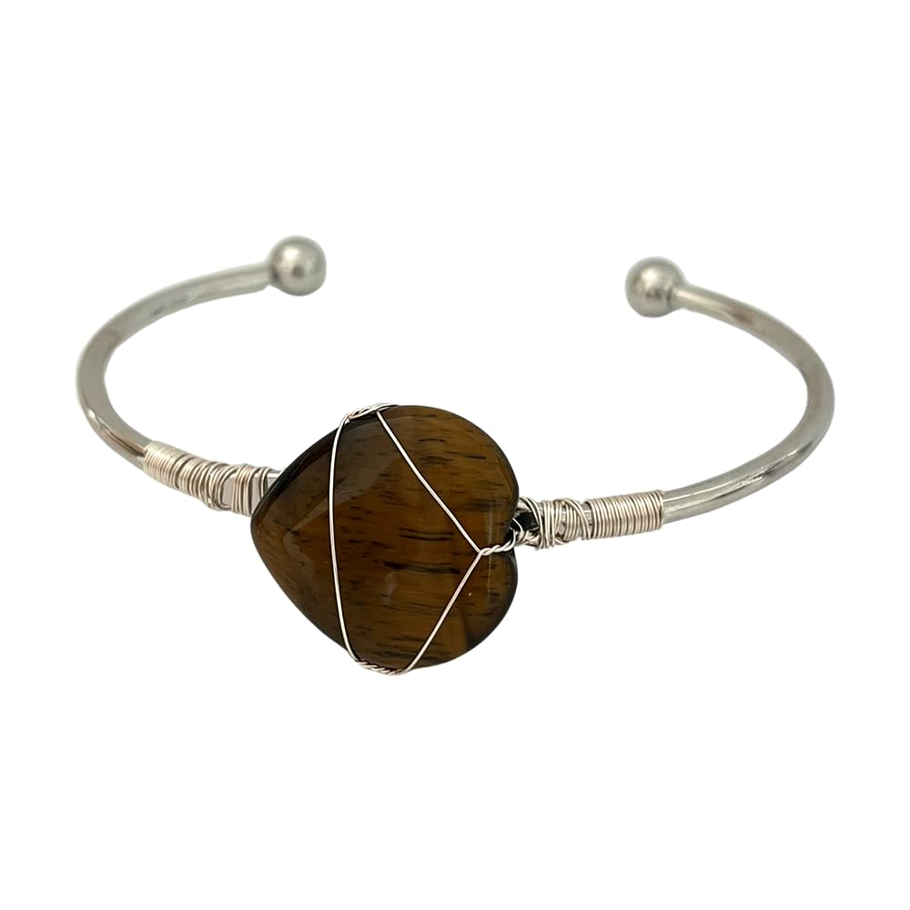 VIE Heart-Shaped Crystal Bangle, Tiger's Eye