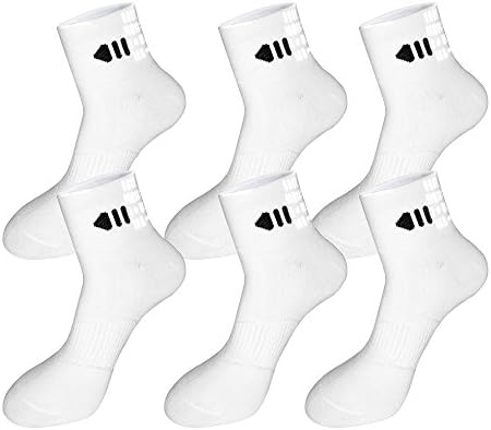 R.Play Men's Performance Cotton Cushioned Socks Low Cut Six Pair Wthie Size L