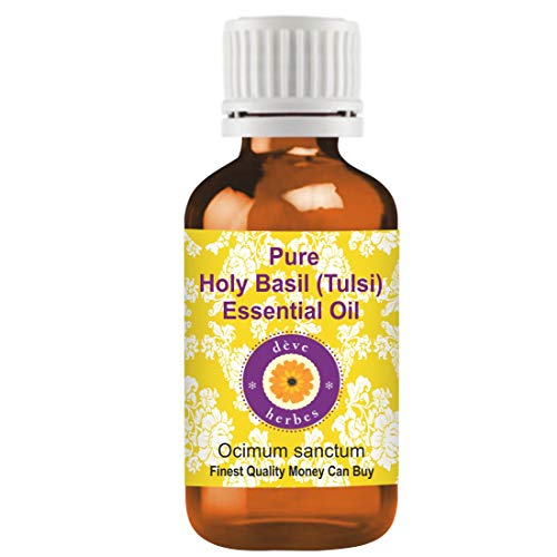 Deve Herbes Pure Holy Basil (Tulsi) Essential Oil (Ocimum sanctum) 100% Natural Therapeutic Grade Steam Distilled 10ml (0.33 oz)