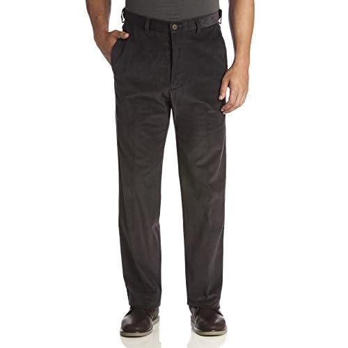haggar men's 21 wale stretch corduroy expandable waist classic fit plain front pant