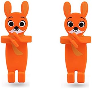 JINGRAN Home Use Silicone Cell Phone Holder Remote Control Holder Wall Outlet Decoration Holder-2 Packs (Orange Rabbit)