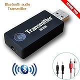 YETOR,Bluetooth Transmitter for tv, 3.5mm Portable Stereo Audio Wireless Bluetooth Transmitter for TV,Bluetooth for PC MP3/MP4(NO Optical) Dual Link for Two Headphones (TX9)