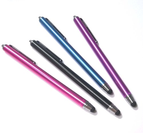 Bargains Depot (Black, Blue, Purple, Pink) 4 pcs (4 in 1 Bundle Combo Pack) SILM/ACCURATE / FINE POINT/THINNER BARREL Capacitive Stylus/styli Universal Touch Screen Pen for Tablet PC & Cell Phone