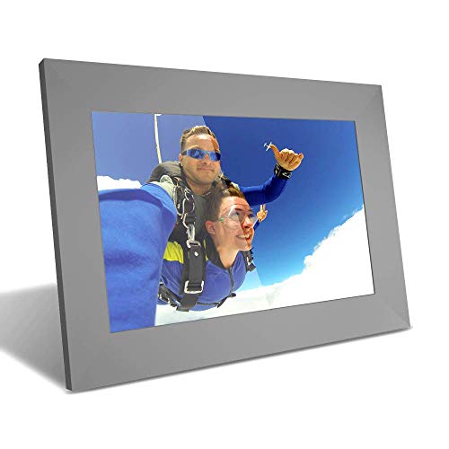 YUNTAB 10 inch Digital Picture Frame – Easy to Use for All Ages, 1280 HD Touch Screen, Instantly Share Photo by APP, Multi-User Connection, Support TF Card for 40000 Photos, Timing Start, WiFi(Gray)