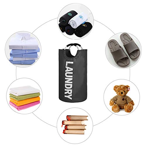 Epicord 82L Large Laundry Basket (6 Colors), Collapsible Fabric Laundry Hamper, Foldable Clothes Bag, Folding Washing Bin (Black) - Thumbnail 4