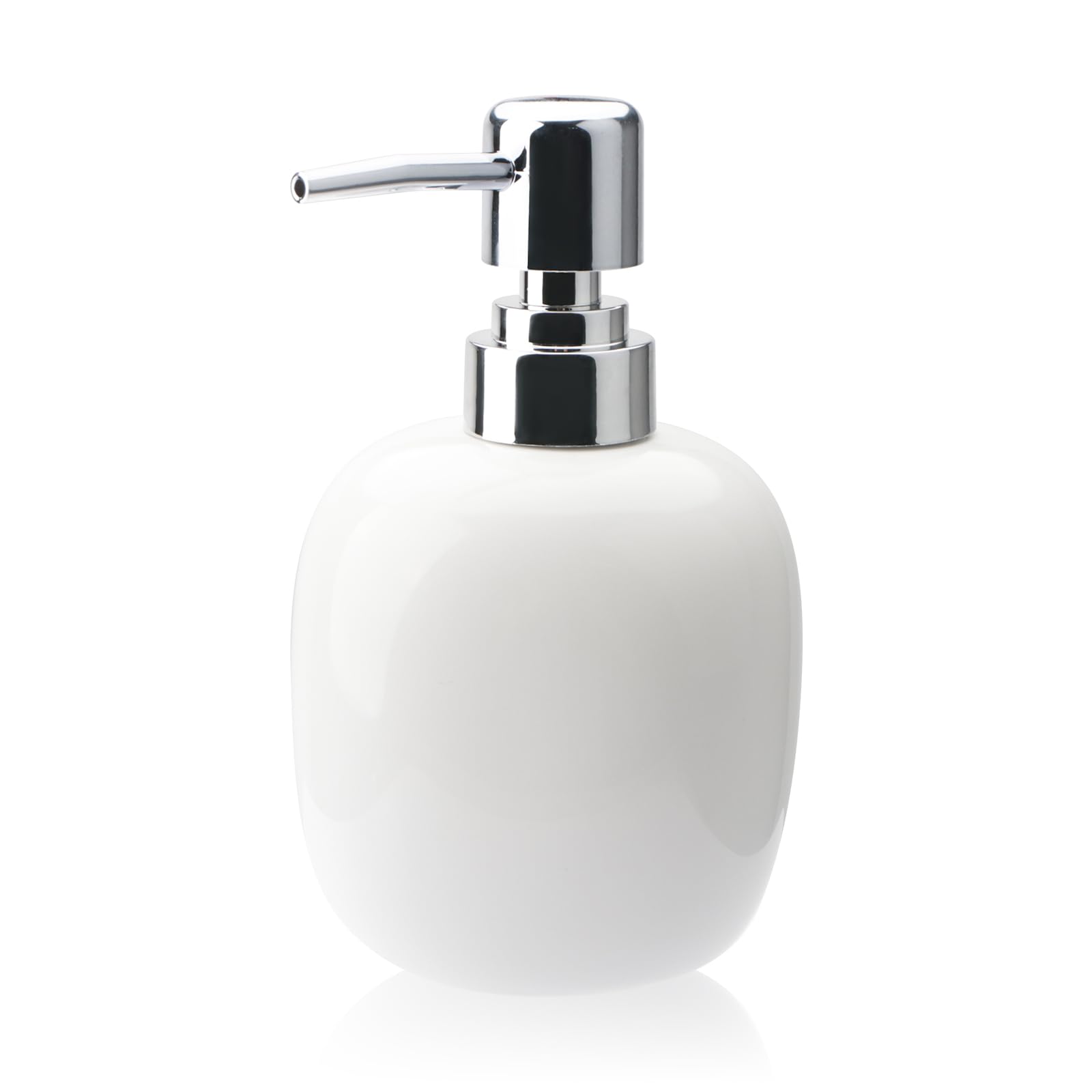 450ml Oval Ceramic Soap Dispenser – White, Rustproof Pump, Refillable for Liquid Soap, Shampoo, Lotion, Bath Milk & Dish Soap – Modern for Bathroom, Kitchen, Hotel Home