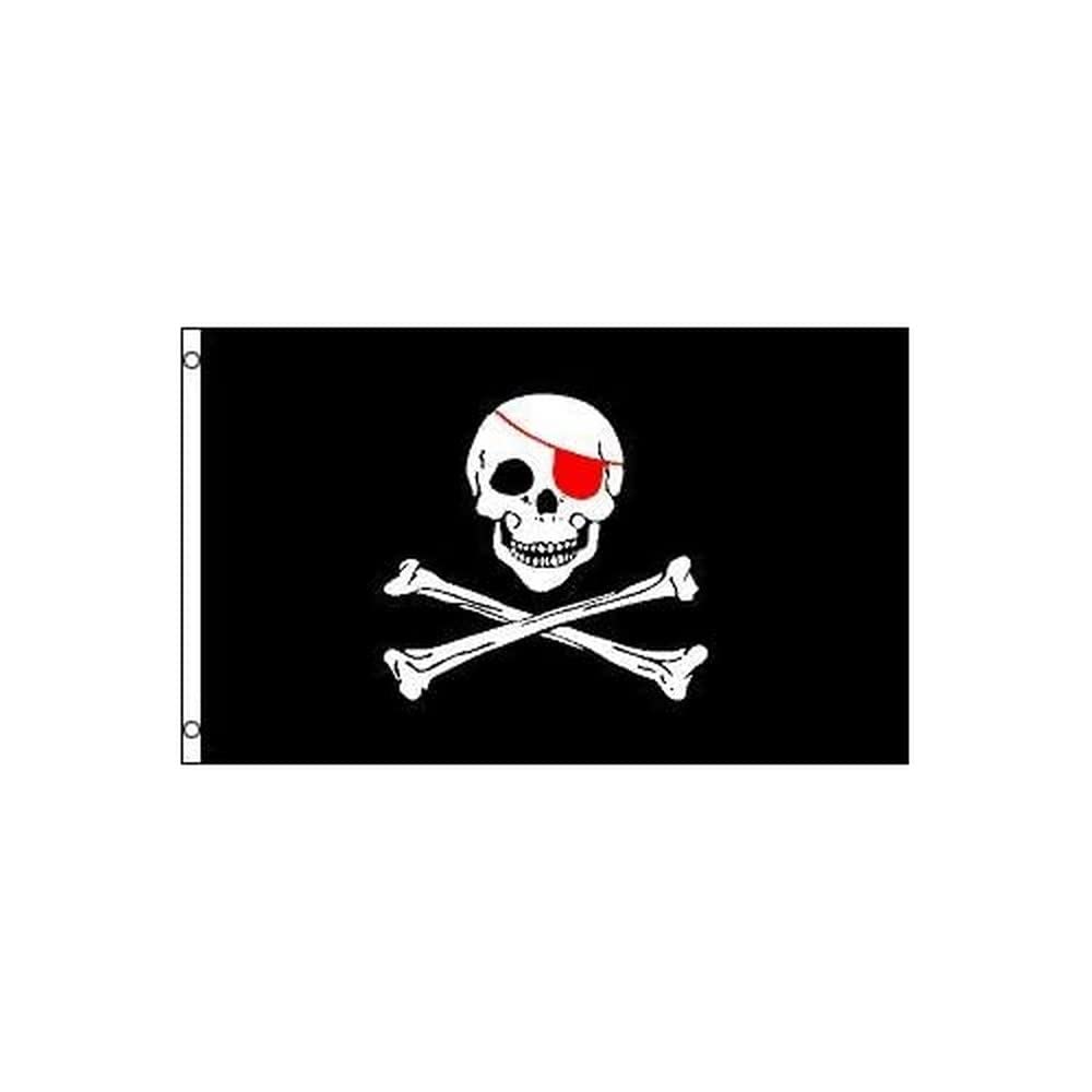 AZ FLAG - Pirate Red Eye Patch Flag - 3x5 Ft - 100D Polyester Skull Pirates Banner with Two Metal Grommets - Fade Resistant - Vivid Colors - 3' x 5' Feet - 150x90 Cm