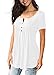 Mystry Zone Tops for Women Short Sleeve Shirts Solid Color Tunics T Shirt Tops White M