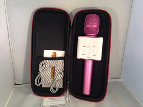 WAAPE Wireless Bluetooth Karaoke Microphone with built-in Amplifier and Carrying Case (Pink)