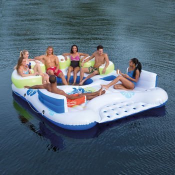 Bestway CoolerZ Inflatable 7 Person Tiki Breeze Floating Island HUGE 13.12 X 10.17 Feet