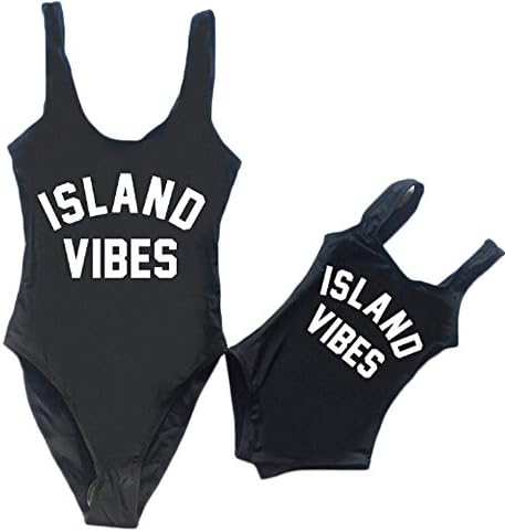 Rachel Charm Family Matching Clothes Mommy and Daughter Swimwear Outfit Sleeveless One Piece Backless Bathing Suit (XL, Black-Mom)