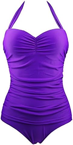 Jicheng Women 50s Elegant Inspired Retro Vintage One Piece Pin Up Monokinis Swimsuit