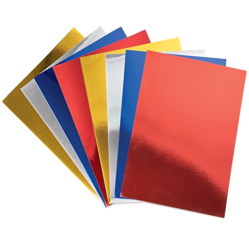 Baker Ross PJ123 Red White and Blue A4 Metallic Card - Pack of 20, Kids Craft Card Essentials, Arts and Crafts Materials for Kids