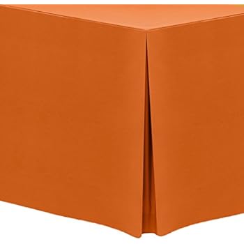 tablecloth textile fitted polyester ultimate rectangular fits tables ft orange inch