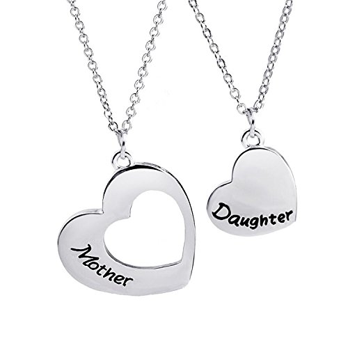 Wusuaned stainless steel heart necklace set of 2 for mo…