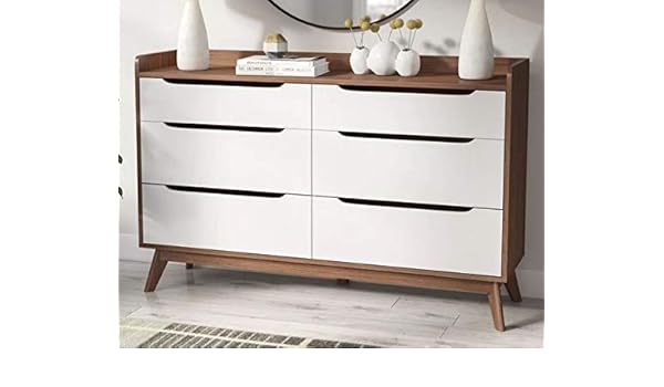 Amazon Com Chester Drawers White Brown Wood Six Drawer Chest