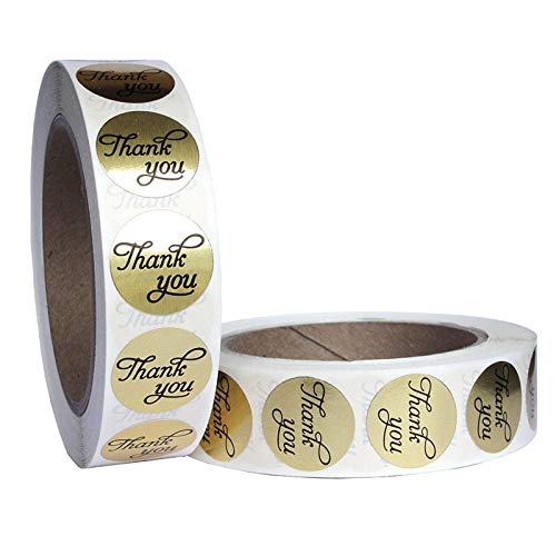 Veger Round Gold Foil Thank You Stickers Gold Label Stickers Decorative Printer Paper for DIY/Baby Shower/Wedding/Birthday/Party, Thank You for Your Purchase Stickers Gold Foil Round Labels Stickers - Thumbnail 2