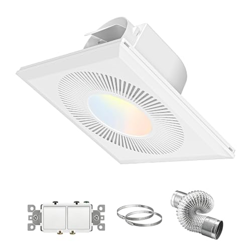 FWASTT Bathroom Exhaust Fan with Light 120 CFM Quiet 1.2 Sones at Amazon