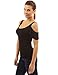 PattyBoutik Women Scoop Neck Cut Out Flutter Sleeve Blouse (Black Medium)
