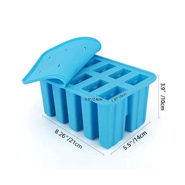 Nuovoware Ice Pop Maker, [Cavity of 10] Food Grade Silicone Frozen Ice Popsicle Makers with 100 Sticks, Kitchen Tools…