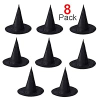 LEKUSHA 8 Pcs Halloween Costume Witch Hats Accessory for Halloween Party Decoration - Black