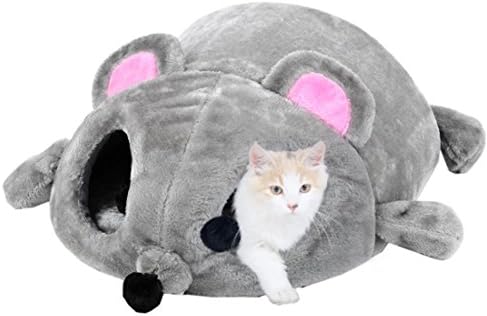 Interactive Kitty Sack Cat Sleeping House/Bed, Mouse Designed Washable Sleeping Bag Perfect for Indoor and Outdoor, Cat Tunnel Play Toy
