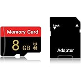 Micro Memory Card 8 GB with Adapter, C10/U1/UHS-I/A1 TransFlash Card, TF Card for Camera, Smartphone, Tablet, Drone (Red 8GB)