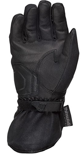 Highway 21 Black Rose Women's Cold Weather Motorcycle Gloves Leather Palm Waterproof Touch Screen Compatible Black Size Small