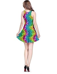 CowCow Vestido de mujer colorido con pétalos de arcoíris y estampado floral y divertido de Halloween, vintage, sin mangas, XS-5XL